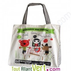 Grand sac cabas coton biologique by Virgo, 55x43 cm